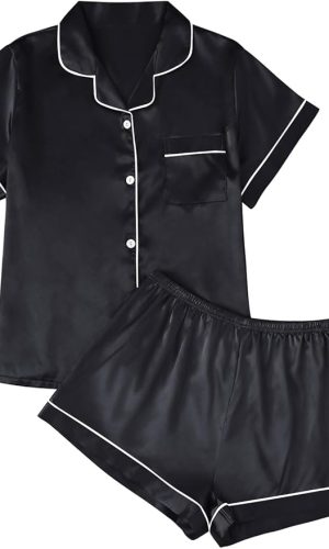 Women's silk satin pajama set 2 pieces